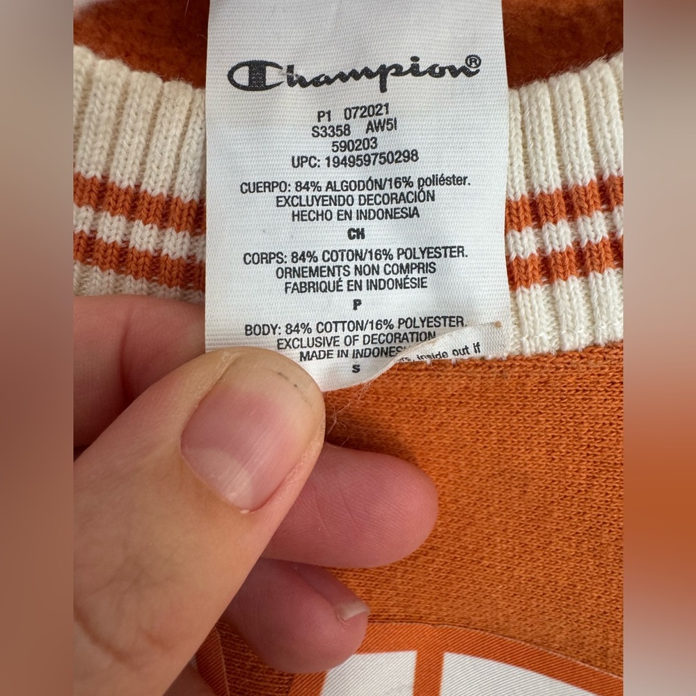 Champion Reverse Weave “Champion Phys Ed” Orange Crewneck Sweatshirt Sz S - Picture 6 of 10